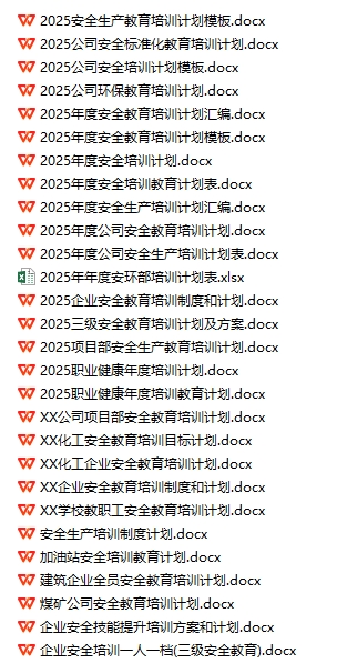 安全教育培训计划（33份）