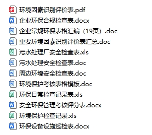 各类环保相关表格（12份）